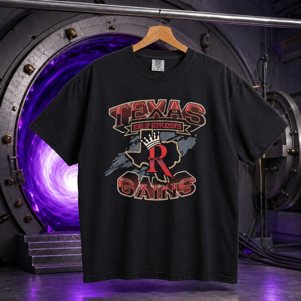 Comfort Colors Texas Gains King of Supplements Graphic Tee Black Mens Large